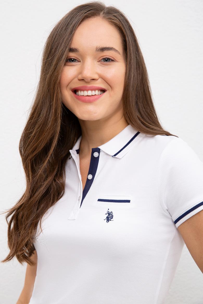 Kadın Beyaz Polo Yaka Tişört - 50225753004