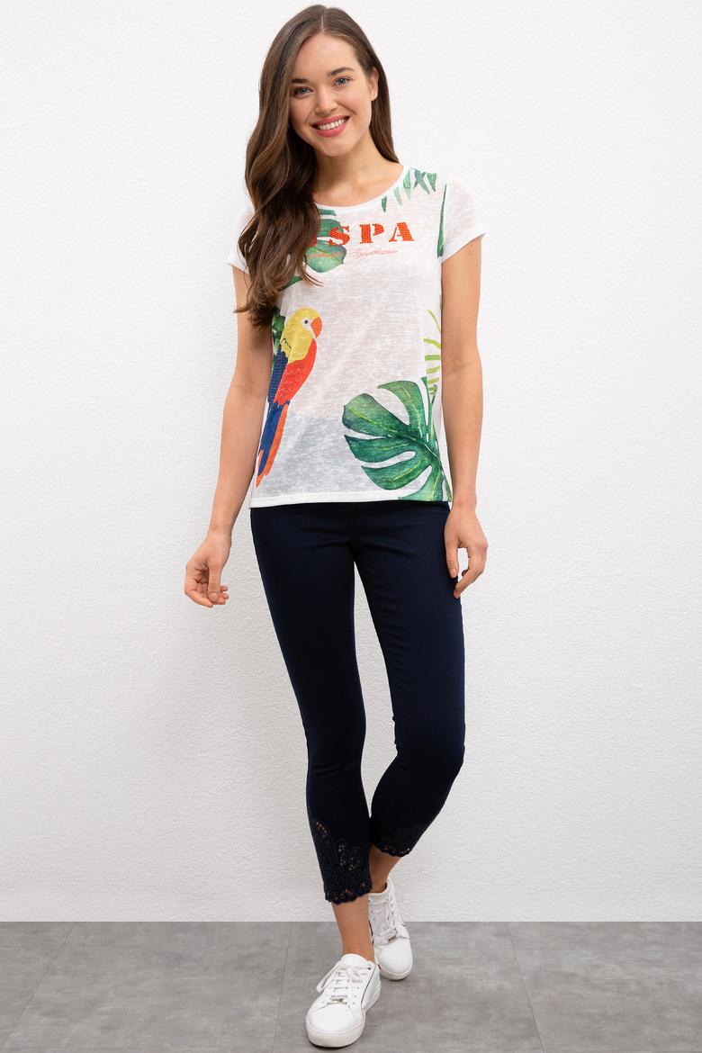 Kadın Beyaz Bisiklet Yaka T-Shirt - 50201641002