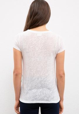 Kadın Beyaz Bisiklet Yaka T-Shirt - 50201641002