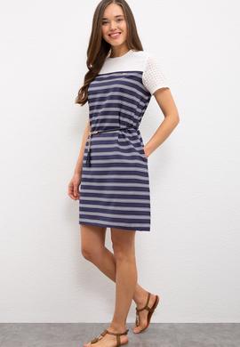 Kadın Lacivert Dokuma Elbise - 50218496004