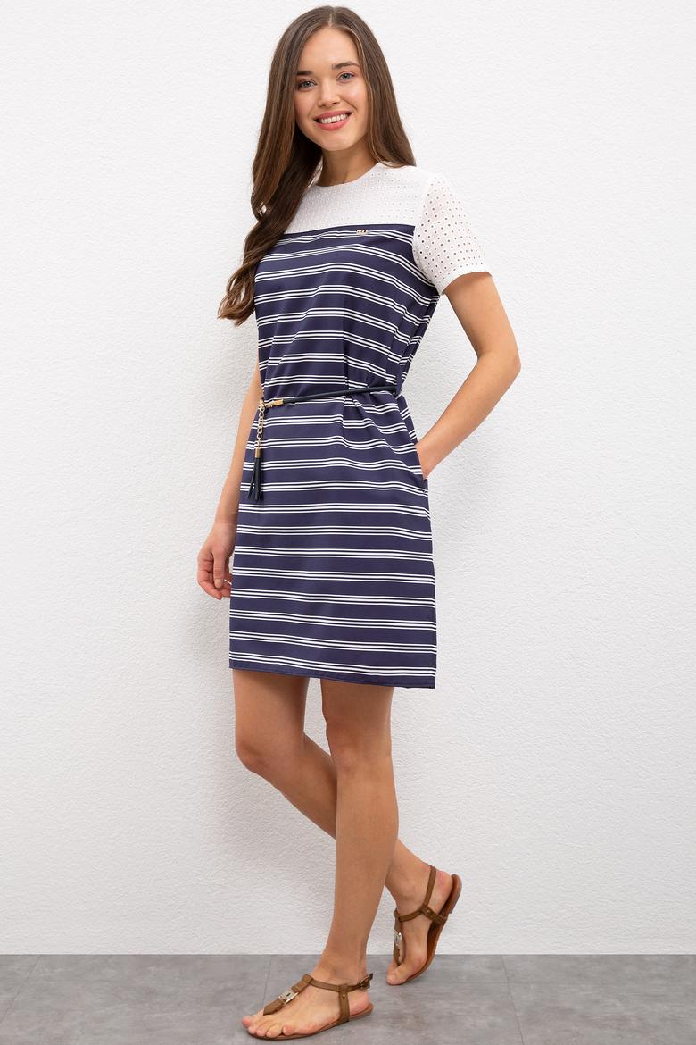 Kadın Lacivert Dokuma Elbise - 50218496004
