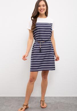 Kadın Lacivert Dokuma Elbise - 50218496004