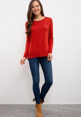 Kadın Turuncu Triko Kazak Basic - 50224704092