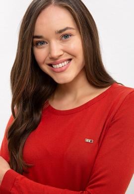 Kadın Turuncu Triko Kazak Basic - 50224704092