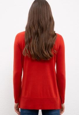 Kadın Turuncu Triko Kazak Basic - 50224704092