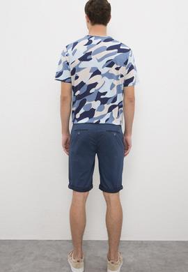 Erkek Mavi Dokuma Bermuda Capri - 50218371007