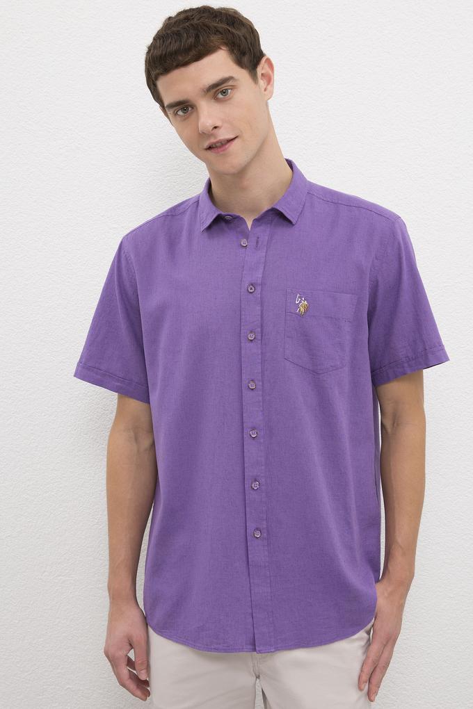 Erkek Mor Gömlek Kısakol