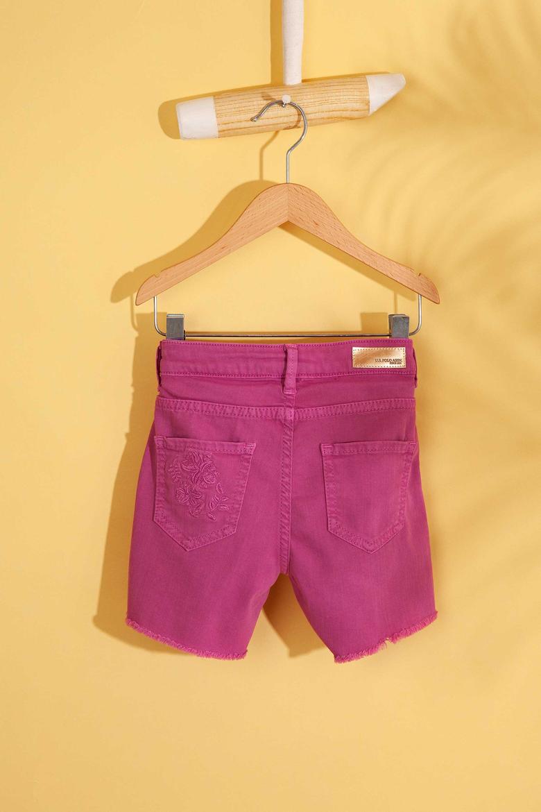 Kız Çocuk Mor Dokuma Bermuda Capri - 50203109057