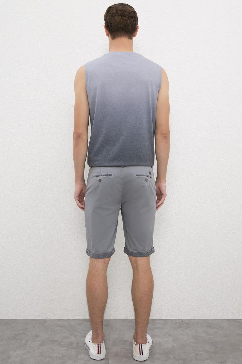 Erkek Gri Dokuma Bermuda Capri - 50218371023