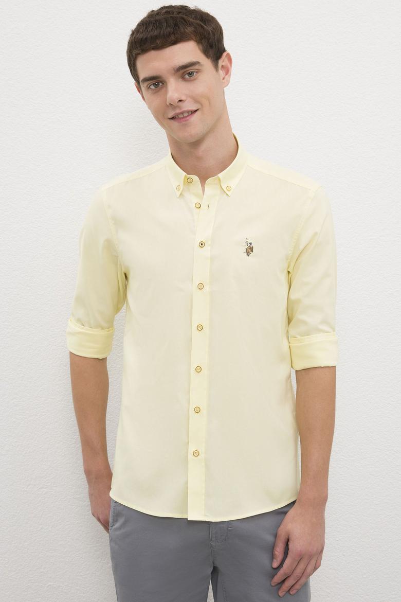 Erkek Sarı Gömlek Uzunkol Basic