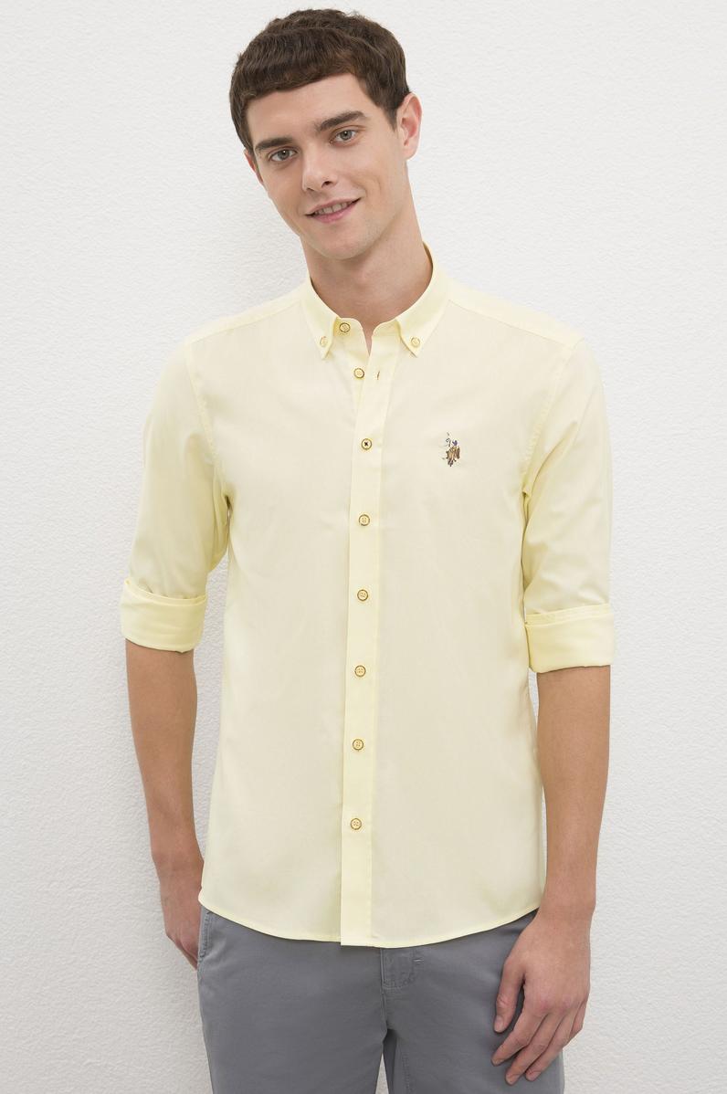 Erkek Sarı Gömlek Uzunkol Basic