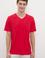 Erkek Kırmızı V-Yaka T-Shirt Basic