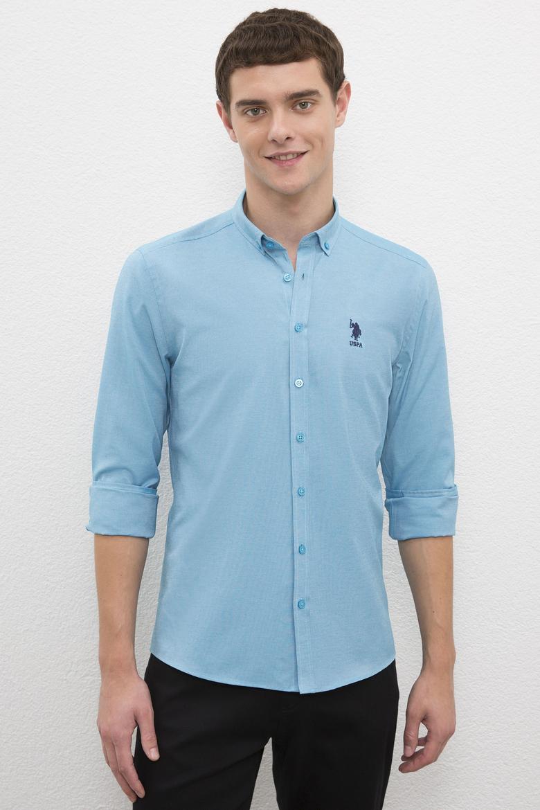 Erkek Mavi Gömlek Uzunkol Basic