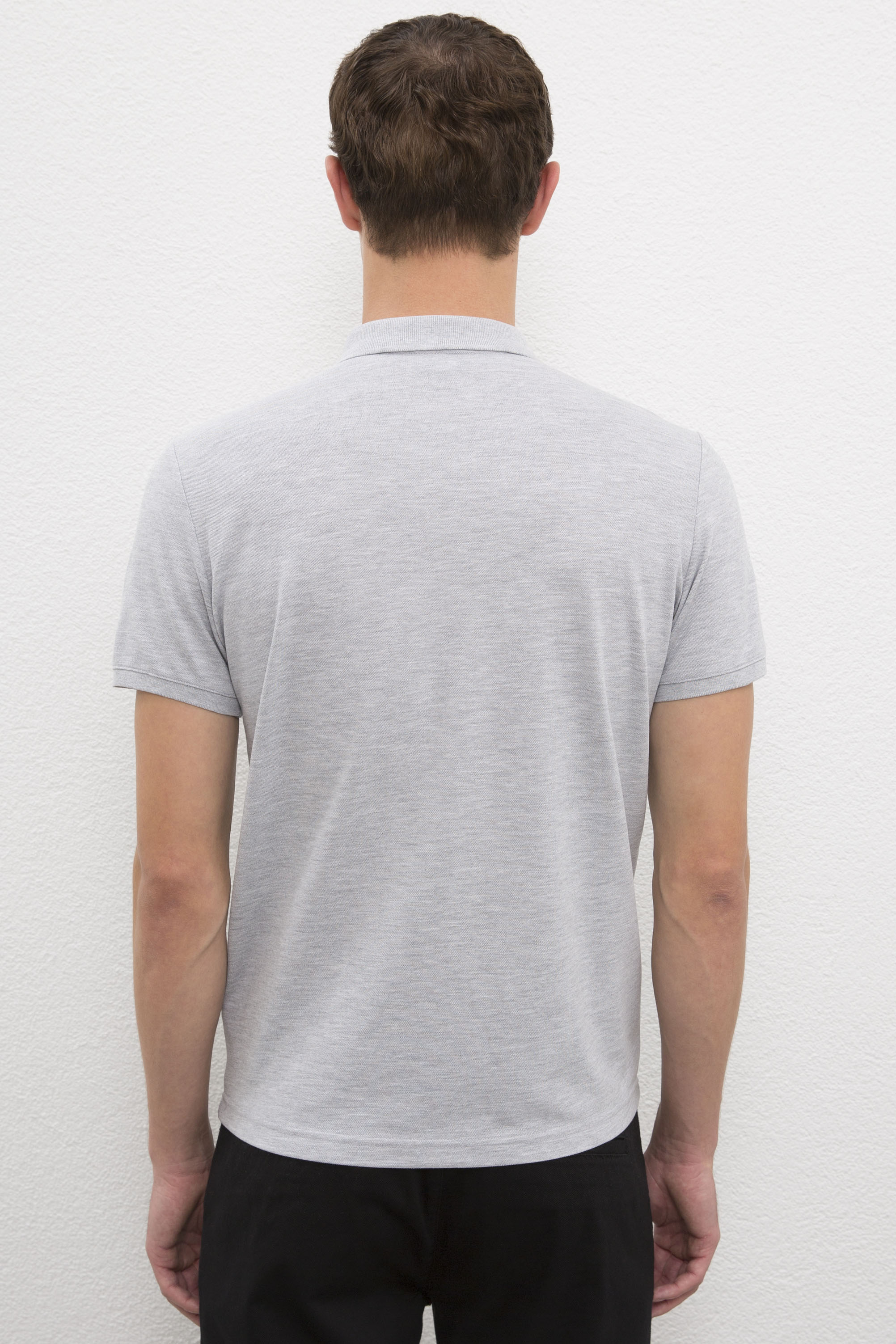 Erkek Gri Slim T-Shirt - Image 3