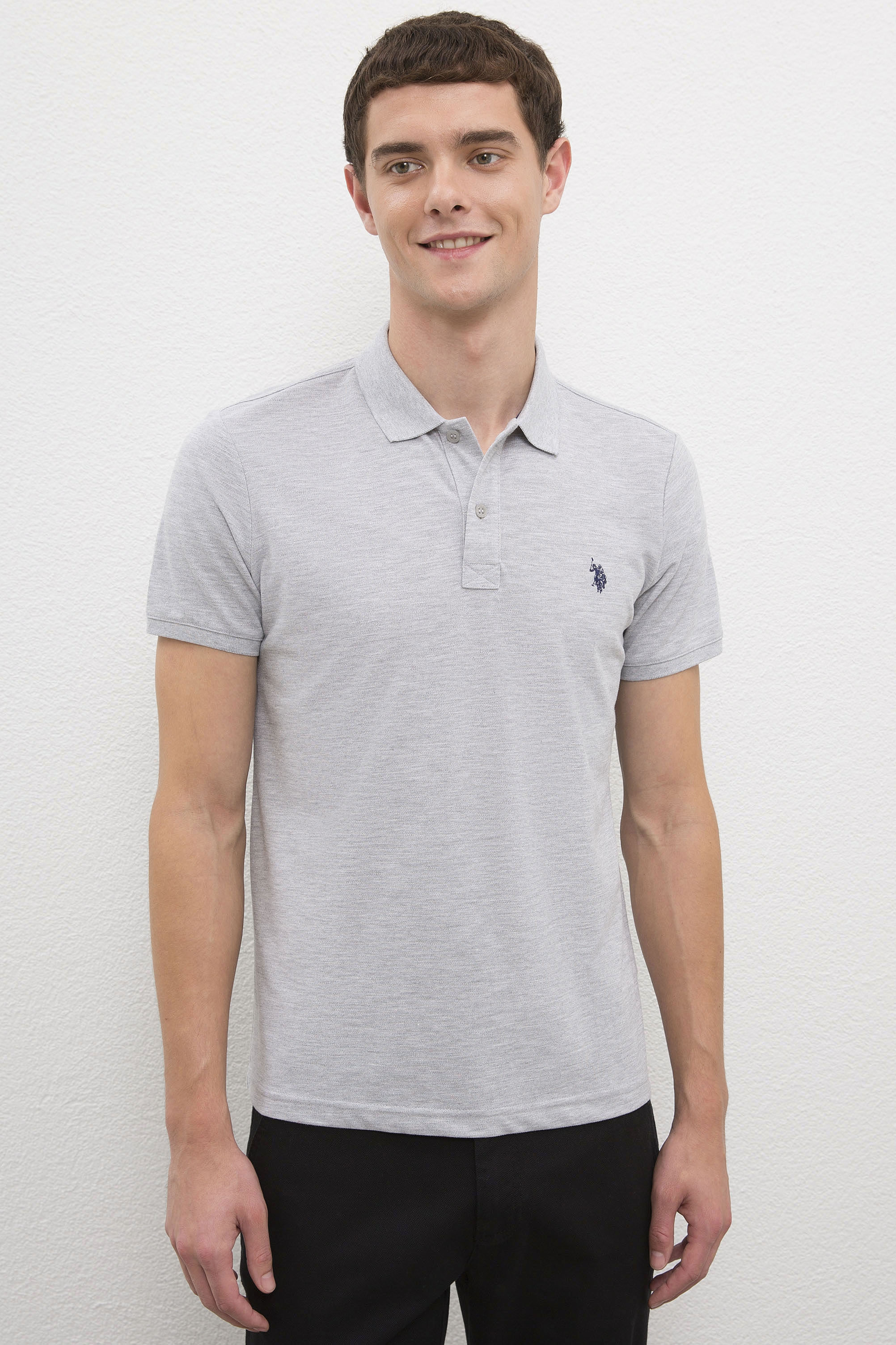 Erkek Gri Slim T-Shirt - Image 1