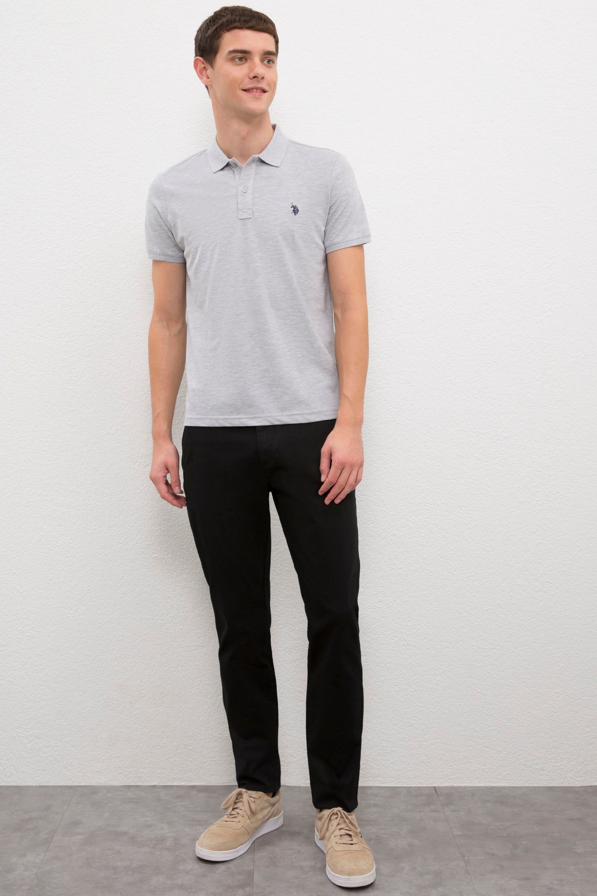 Erkek Gri Slim T-Shirt