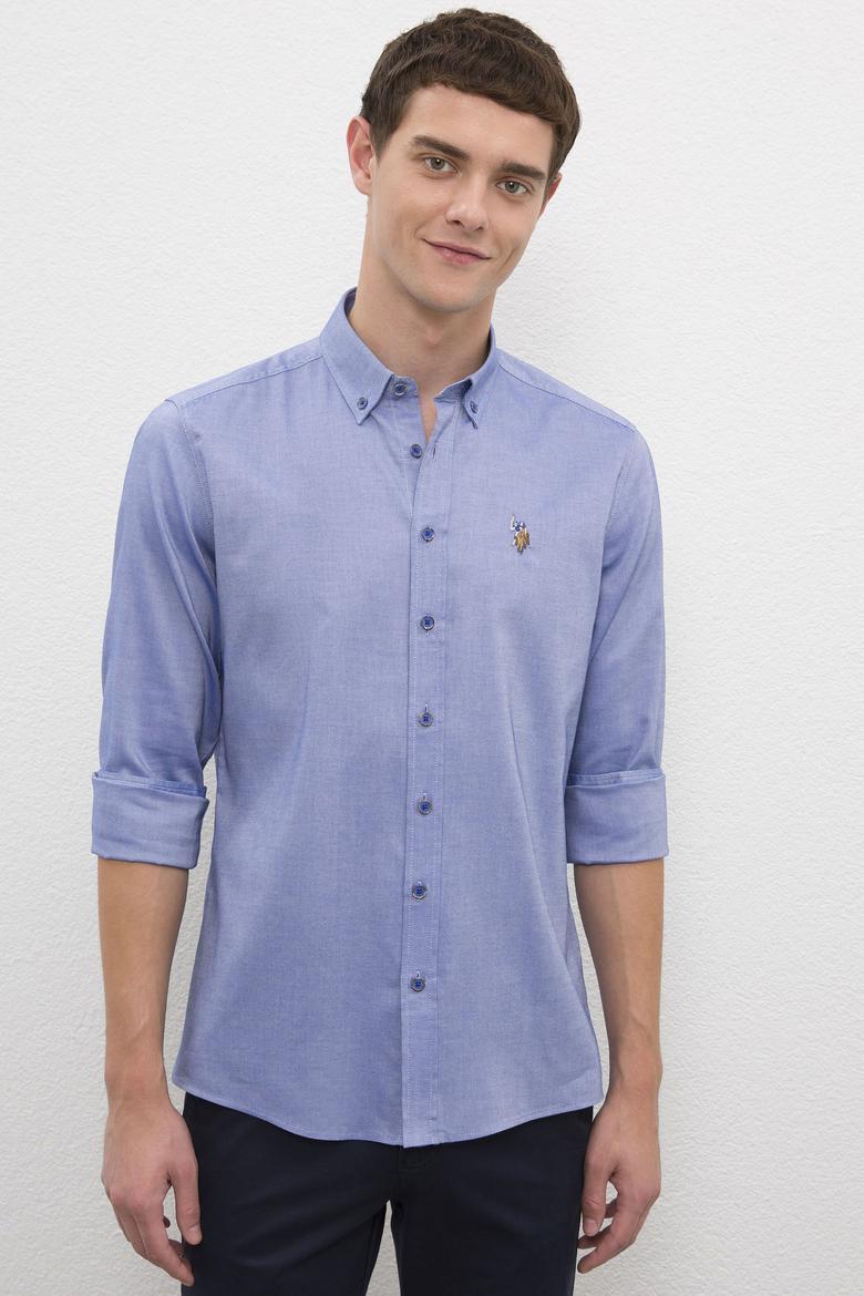 Erkek Mavi Gömlek Uzunkol Basic