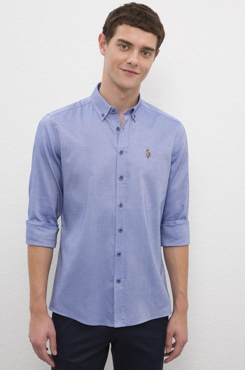 Erkek Mavi Gömlek Uzunkol Basic