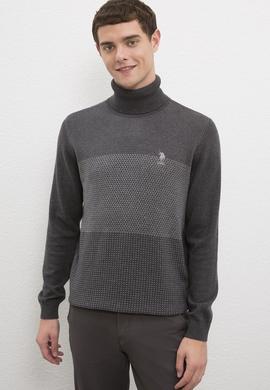 Erkek Antrasit Balıkçı Yaka Triko Kazak - 50223875025