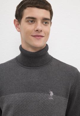 Erkek Antrasit Balıkçı Yaka Triko Kazak - 50223875025