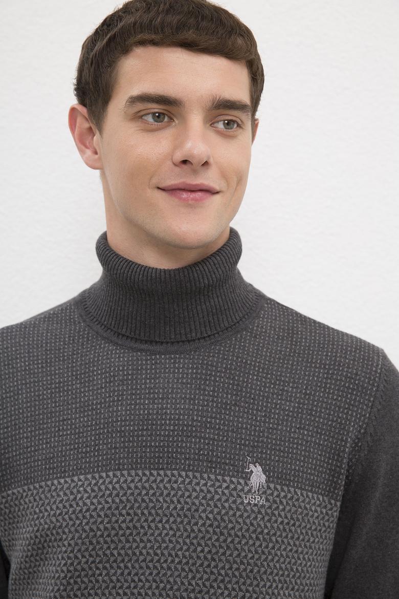 Erkek Antrasit Balıkçı Yaka Triko Kazak - 50223875025