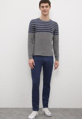 Erkek Gri Melanj Bisiklet Yaka Triko Kazak - 50223820036