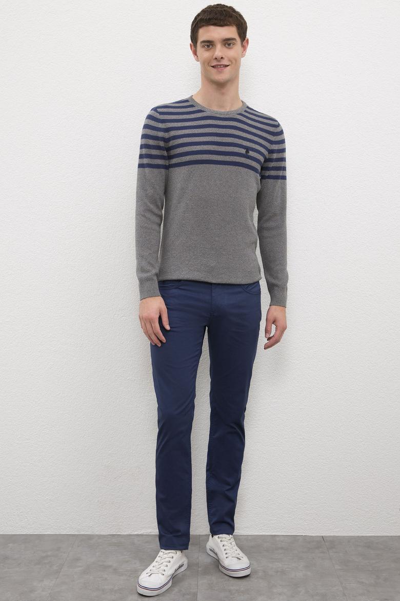 Erkek Gri Melanj Bisiklet Yaka Triko Kazak - 50223820036