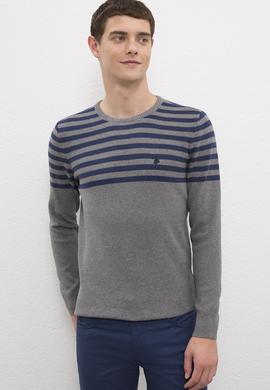 Erkek Gri Melanj Bisiklet Yaka Triko Kazak - 50223820036