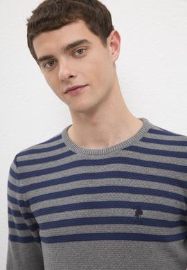 Erkek Gri Melanj Bisiklet Yaka Triko Kazak - 50223820036