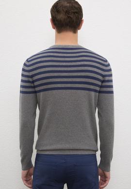 Erkek Gri Melanj Bisiklet Yaka Triko Kazak - 50223820036