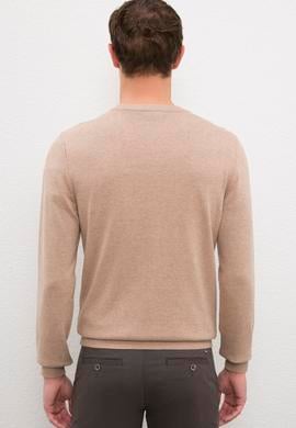 Erkek Camel Melanj V-Yaka Triko Hırka Basic - 50224885045