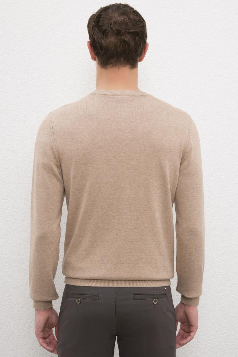 Erkek Camel Melanj V-Yaka Triko Hırka Basic - 50224885045