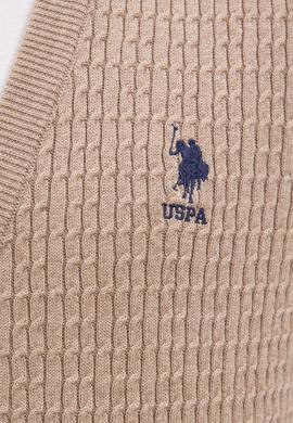 Erkek Camel Melanj V-Yaka Triko Hırka Basic - 50224885045