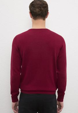 Erkek Bordo Bisiklet Yaka Triko Kazak - 50223878038