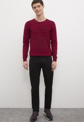 Erkek Bordo Bisiklet Yaka Triko Kazak - 50223878038