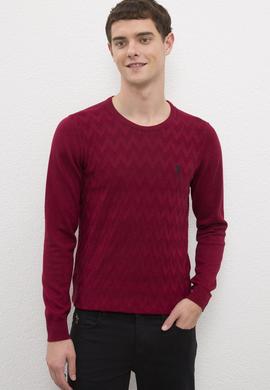 Erkek Bordo Bisiklet Yaka Triko Kazak - 50223878038