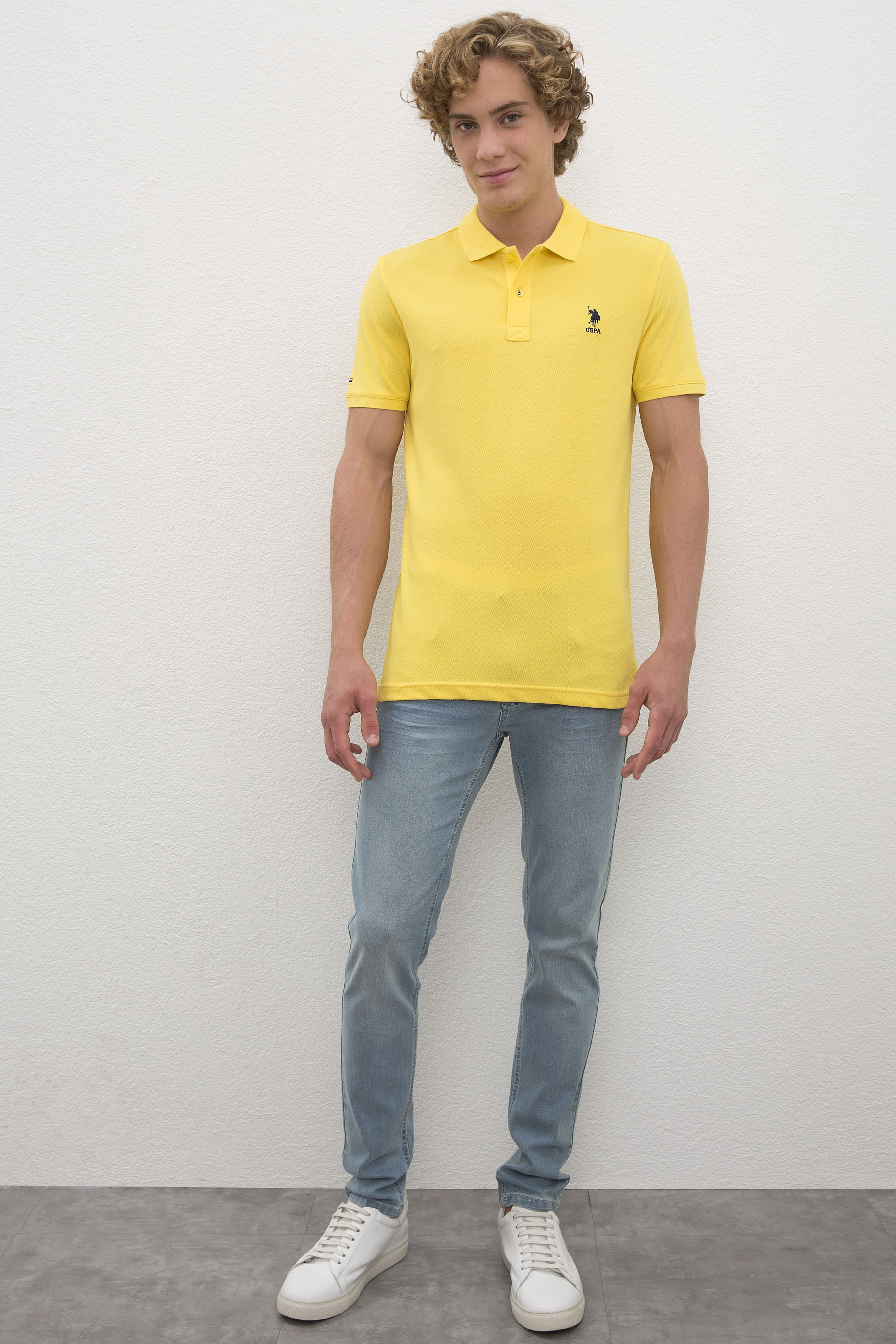 Erkek Safran Polo Yaka Basic T-Shirt - Image 4