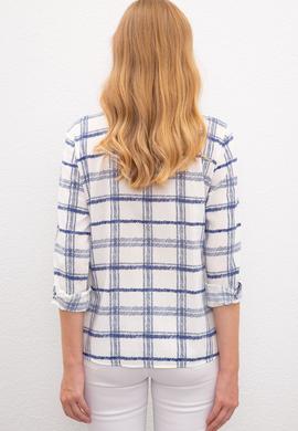 Kadın Lacivert Çizgili Gömlek Uzunkol - 50219261008