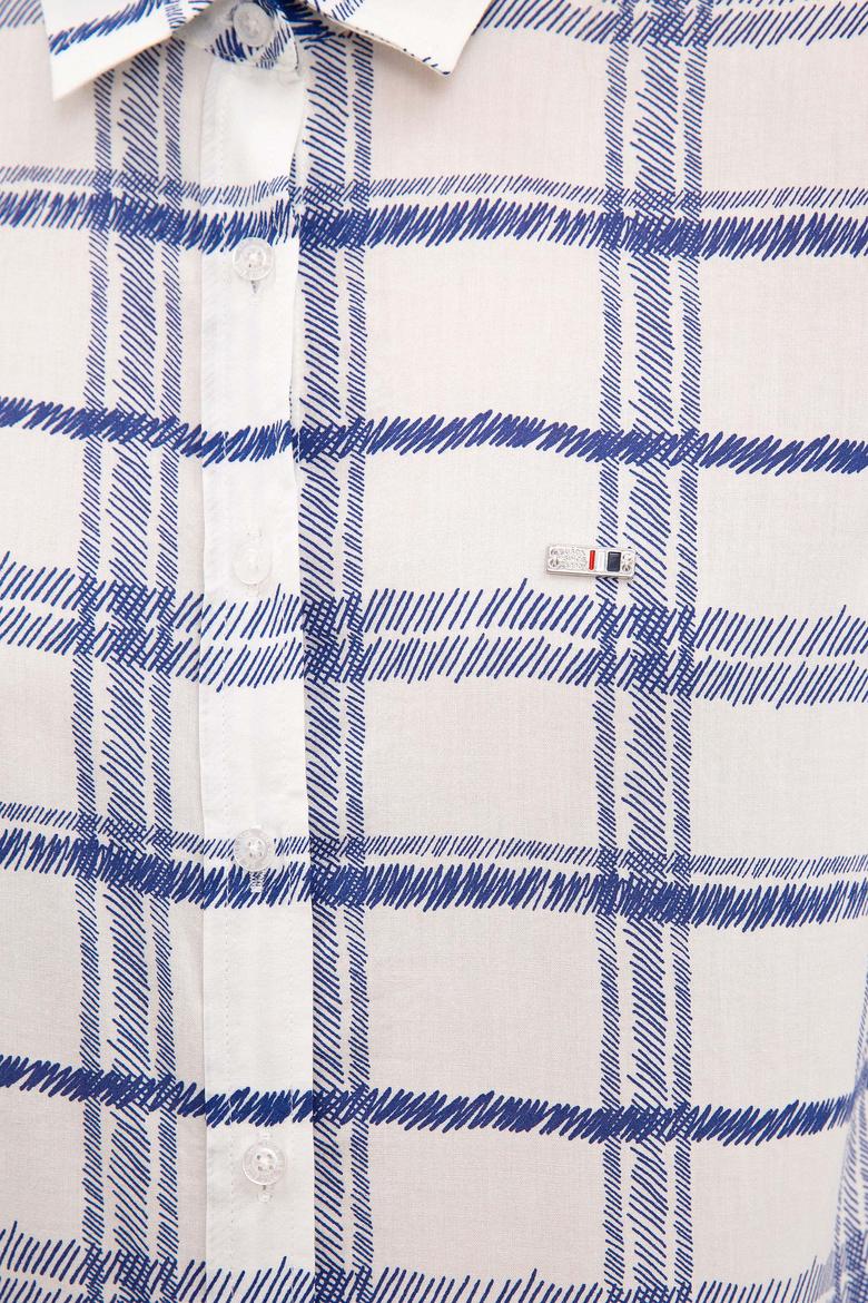 Kadın Lacivert Çizgili Gömlek Uzunkol - 50219261008