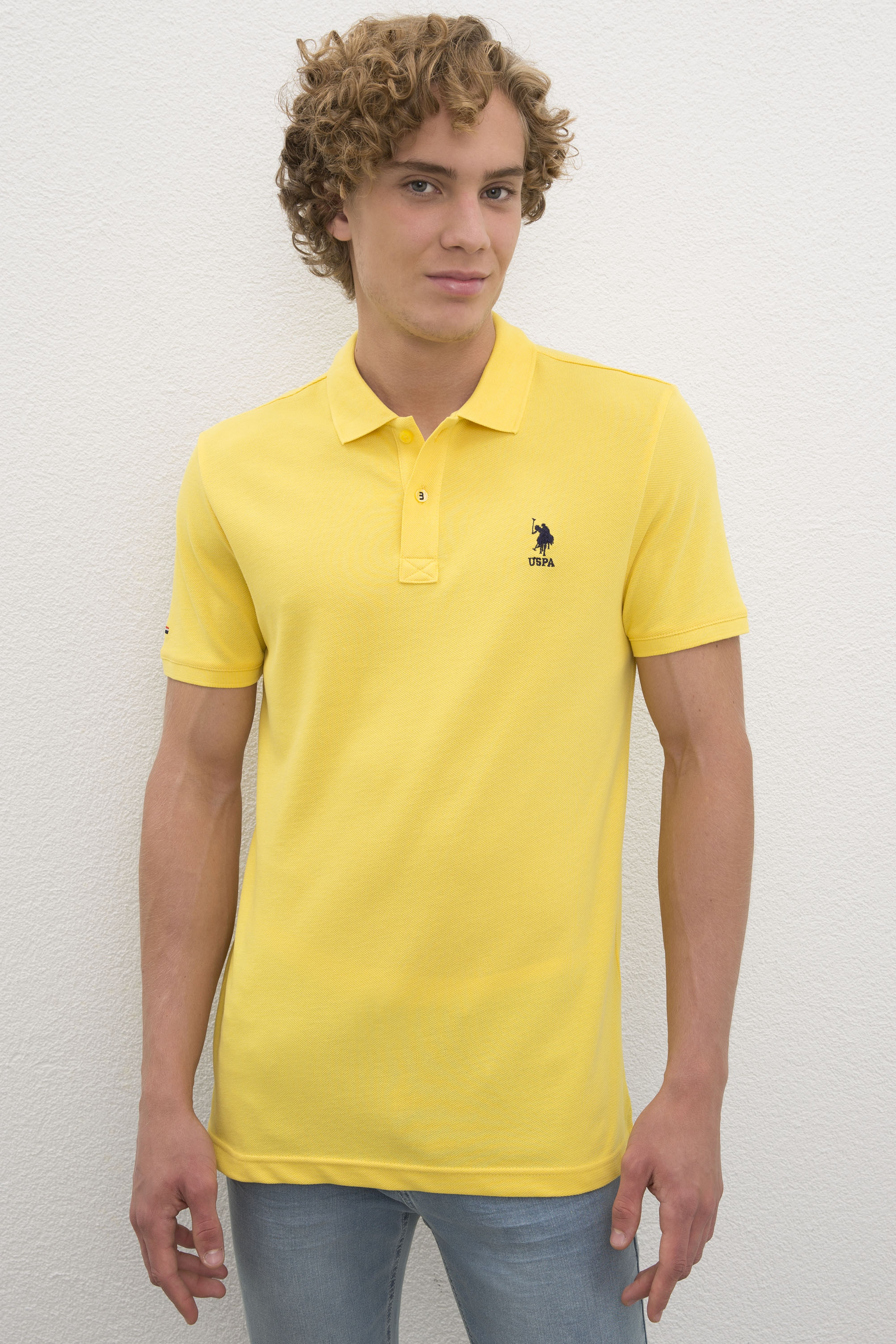 Erkek Safran Polo Yaka Basic T-Shirt - Image 1
