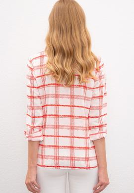 Kadın Kırmızı Çizgili Gömlek Uzunkol - 50219261014