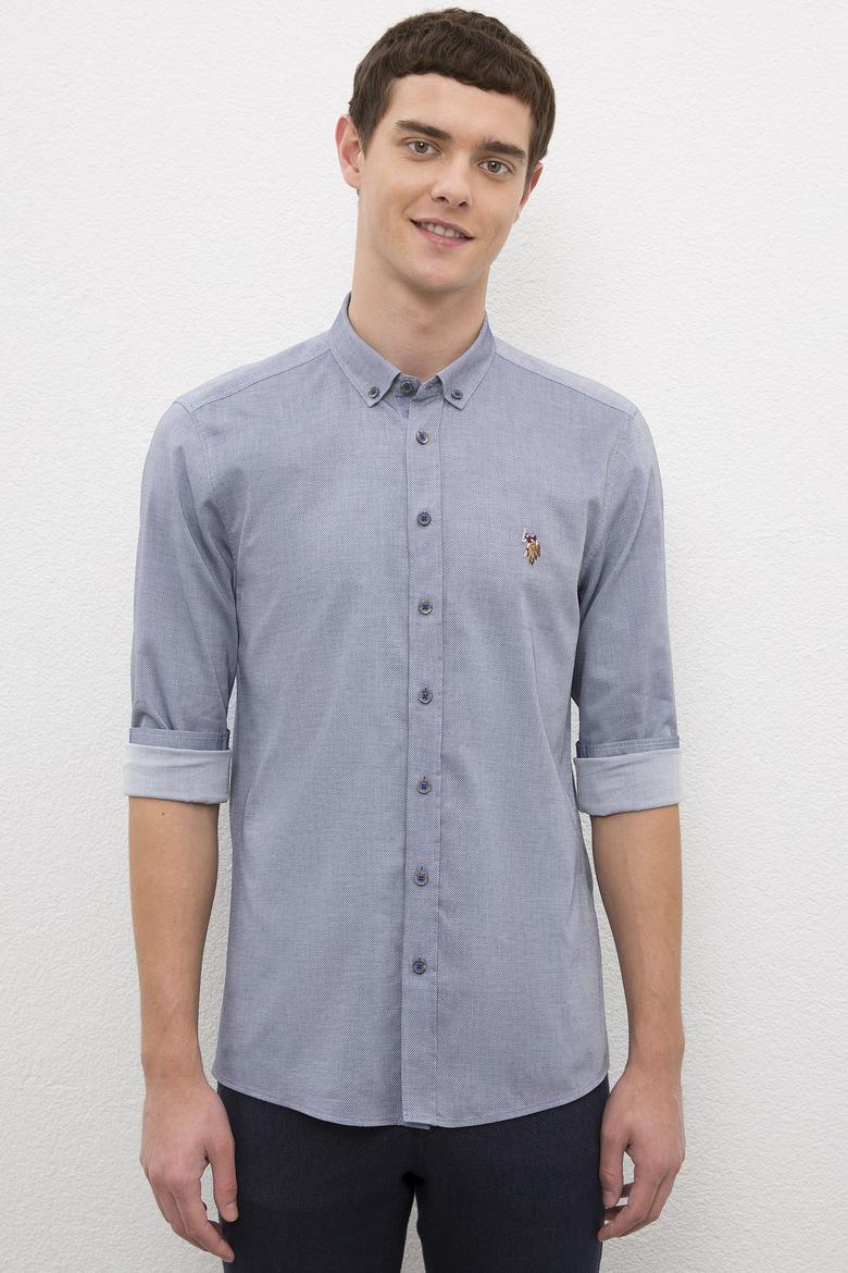 Erkek Lacivert Gömlek Uzunkol Basic