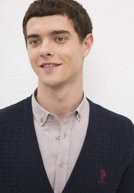 Erkek Lacivert Basic Triko Hırka - 50224885005