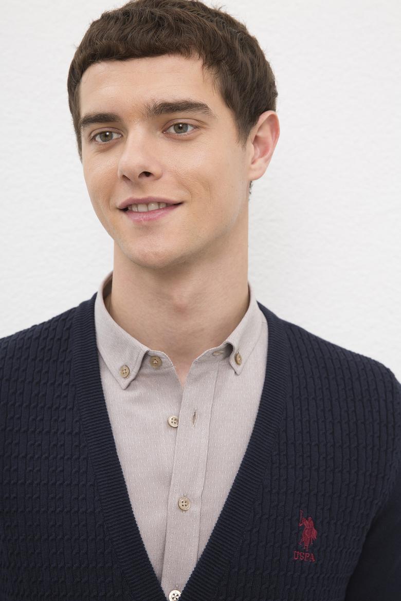 Erkek Lacivert Basic Triko Hırka - 50224885005