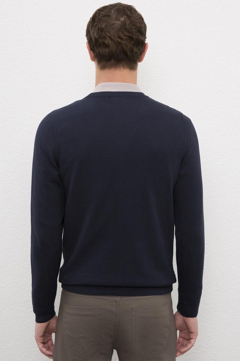 Erkek Lacivert Basic Triko Hırka - 50224885005