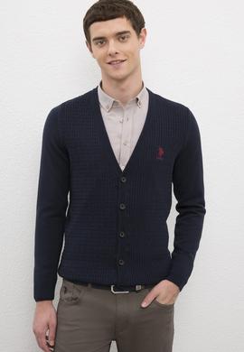 Erkek Lacivert Basic Triko Hırka - 50224885005