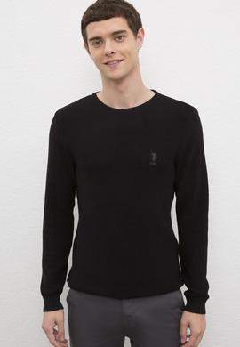 Erkek Siyah Bisiklet Yaka Triko Kazak - 50223879026