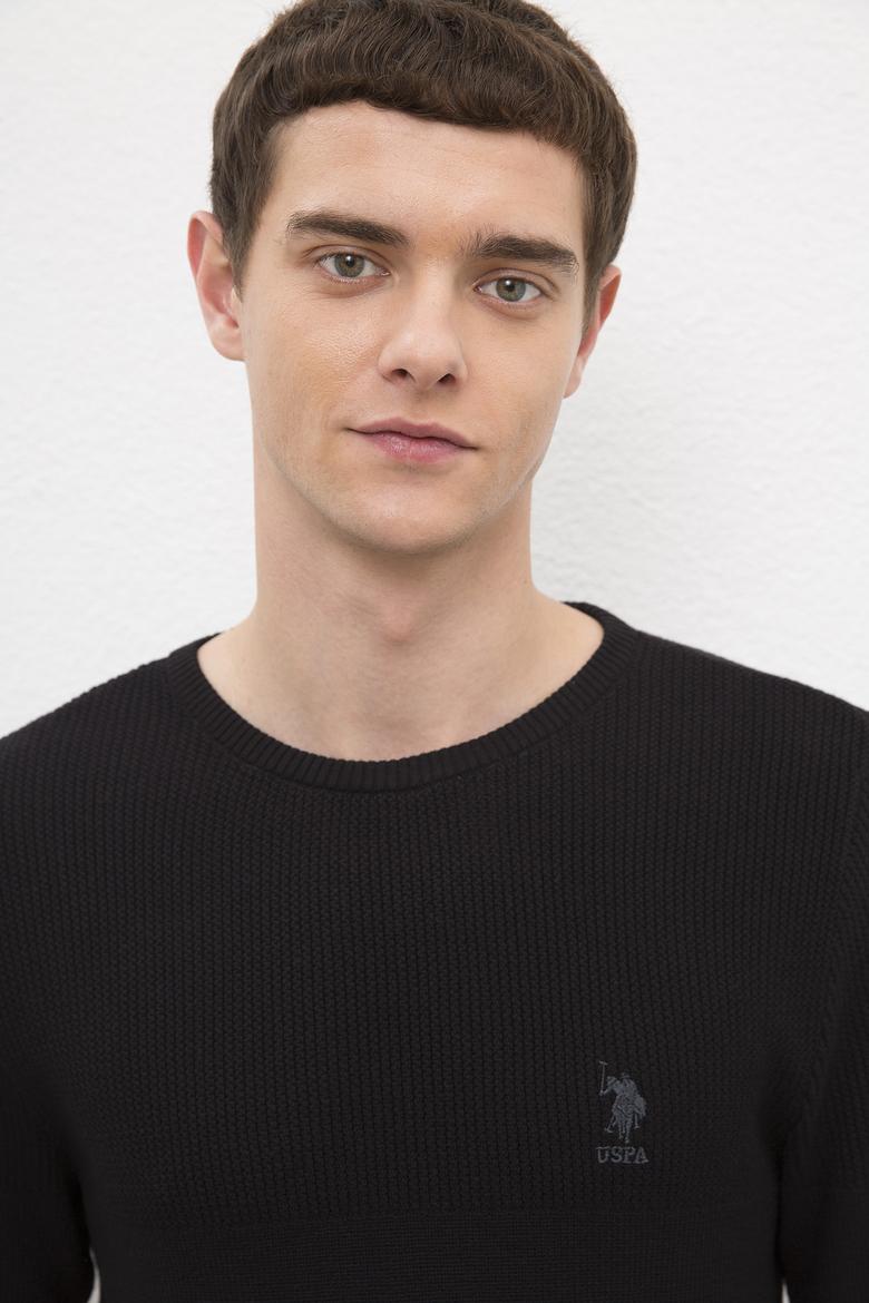 Erkek Siyah Bisiklet Yaka Triko Kazak - 50223879026