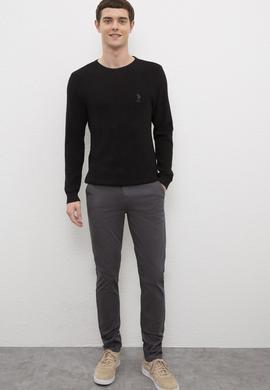 Erkek Siyah Bisiklet Yaka Triko Kazak - 50223879026