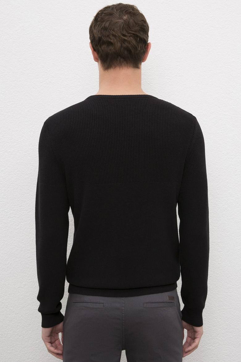 Erkek Siyah Bisiklet Yaka Triko Kazak - 50223879026